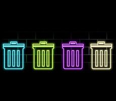 Neon recycle bin icon. trash neon icon. Glowing neon line Recycle bin with recycle symbol icon isolated on black vector