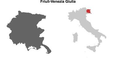 Friuli-Venezia Giulia blank outline map set vector