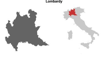 Lombardy blank outline map set vector