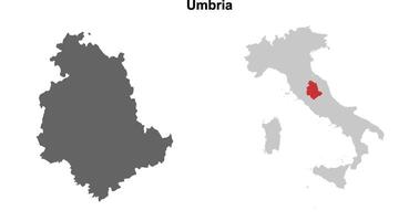 Umbria blank outline map set vector