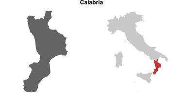 Calabria blank outline map set vector