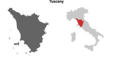 Tuscany blank outline map set vector