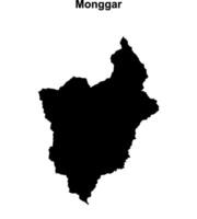 Monggar district blank outline map vector
