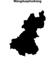 Wangduephodrang district blank outline map vector