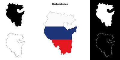 Bashkortostan blank outline map set vector