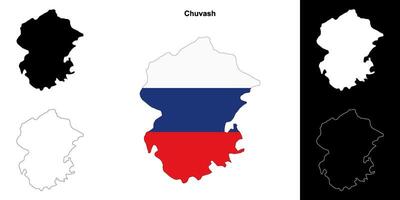 Chuvash blank outline map set vector
