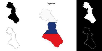 Dagestan blank outline map set vector