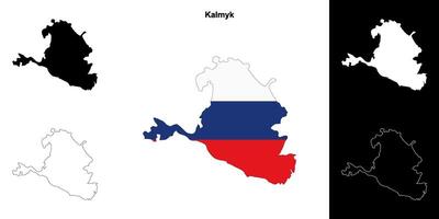 Kalmyk blank outline map set vector