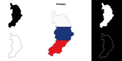 Khakass blank outline map set vector