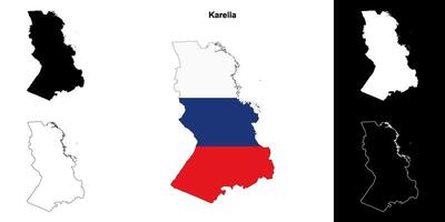 Karelia blank outline map set vector