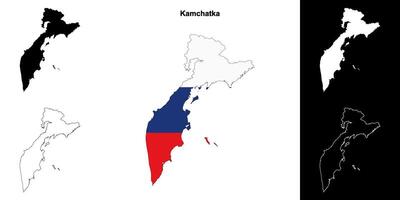 Kamchatka blank outline map set vector