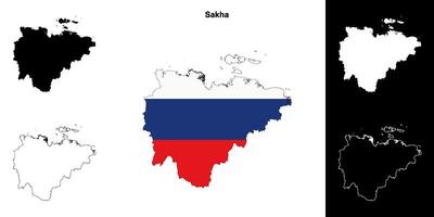 Sakha blank outline map set vector
