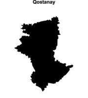 Qostanay region blank outline map vector