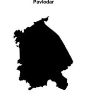 Pavlodar region blank outline map vector