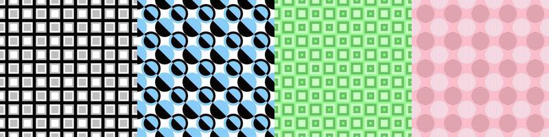 Seamless geometric threetone pattern set vector