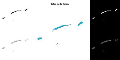 Islas de la Bahia department outline map set vector