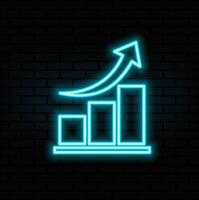 Glowing neon line Graph Growth Chart Info graphics Profit Stats Animation . Cool linear graph report icon vector