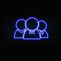 Outline neon community icon. Glowing neon team work and collaboration, social group pictogram. Business club and community, people, teamwork and partnership, company, user audience. vector