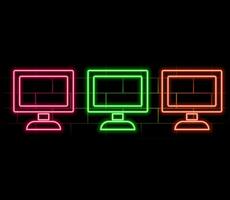 Pc monitor neon icon. Simple thin line, outline of computer parts icons for ui and ux, website or mobile vector