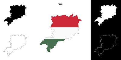 Vas county outline map set vector