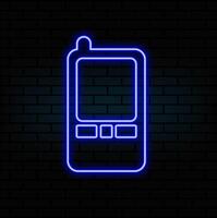 Glowing neon Smartphone, mobile phone icon isolated on white background. Black square vector