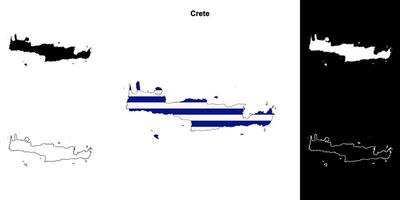 Crete outline map set vector