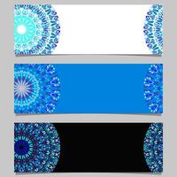 Abstract geometrical colorful floral mandala banner background set vector