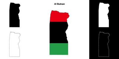 Al Butnan district outline map set vector