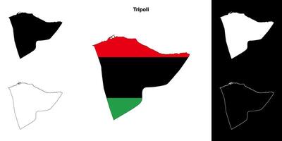 Tripoli district outline map set vector