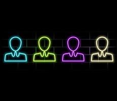 Neon icon set avatar, profile. Set of red, blue, yellow vector