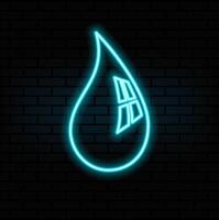 Blue and pink color glowing neon line Oil drop and water drop icon isolated on black background. illustration vector