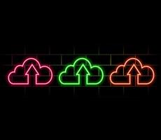 UI icon with neon light isolated in black background. 3d rendering vector