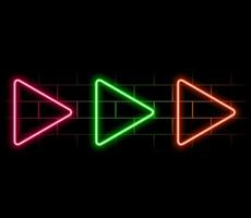 Glitch Banner with Neon Glow Triangle Play Icon. Design for Banners, Web Pages, Presentations. vector