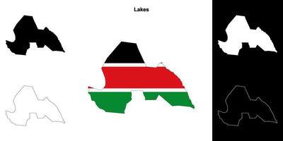 Lakes state outline map set vector