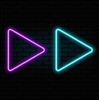 Glitch Banner with Neon Glow Triangle Play Icon. Design for Banners, Web Pages, Presentations. vector