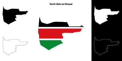North Bahr-al-Ghazal state outline map set vector