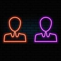 Neon icon set avatar, profile. Set of red, blue, yellow vector
