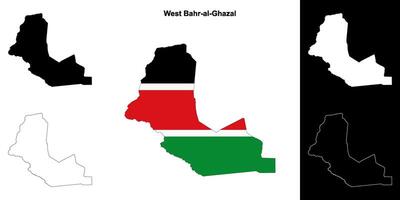 West Bahr-al-Ghazal state outline map set vector