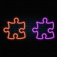 Hyperrealistic animated Neon Puzzle pieces in trendy stylish colours. Futuristic vector