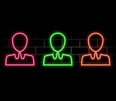 Neon icon set avatar, profile. Set of red, blue, yellow vector