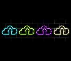UI icon with neon light isolated in black background. 3d rendering vector