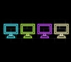 Pc monitor neon icon. Simple thin line, outline of computer parts icons for ui and ux, website or mobile vector