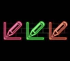 simple pencil symbol. Neon style. Light decoration icon. Bright electric vector
