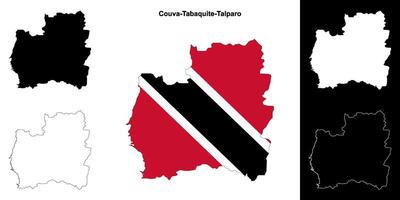 Couva-Tabaquite-Talparo blank outline map set vector