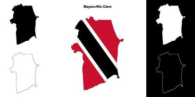 Mayaro-Rio Claro blank outline map set vector