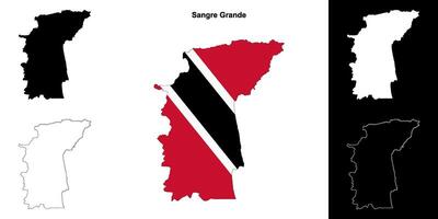 Sangre Grande blank outline map set vector