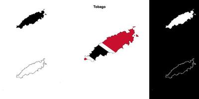 Tobago blank outline map set vector