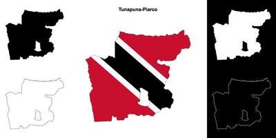 Tunapuna-Piarco blank outline map set vector