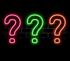 Outline 3 neon questions icon set. Glowing neon question marks, FAQ support, answer searching, questionnaire. Find problem decision. Unknown surprise, secret, mystery. Quest, puzzle. .pink vector