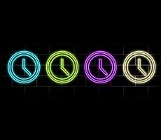 Glowing clock icon. Clock, time. Line clocks symbol isolated on black background. neon Clock icon symbol for your website design logo, app. Clock icon illustration..green vector